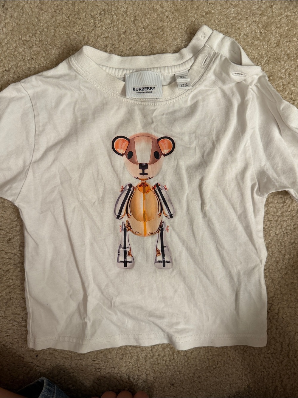 Burberry White Kids Bear Graphic Tee